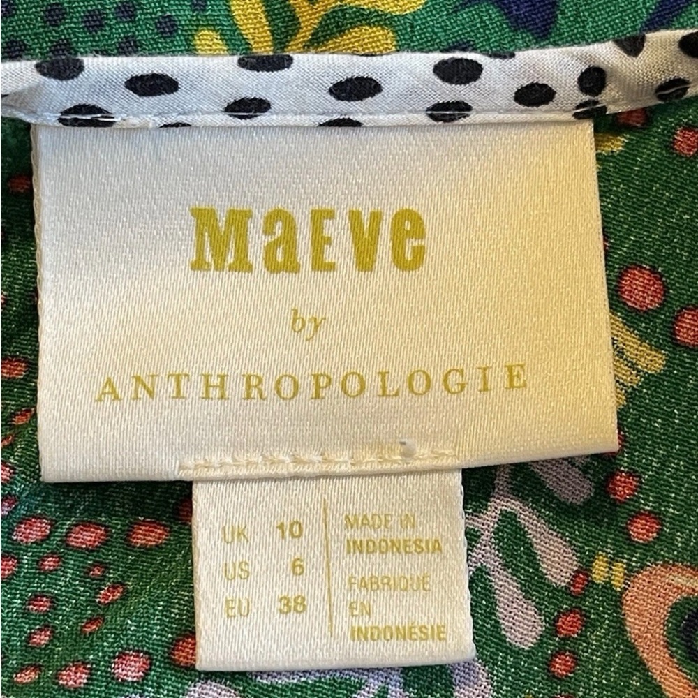 Anthropologie Maeve mini green printed floral dress Size 6 - Picture 4 of 8